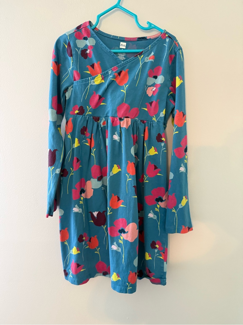 Tea collection floral long sleeve wrap style dress size 7